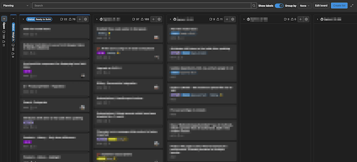 Screenshot van het Gitlab board dat ik gebruik om issues in te plannen